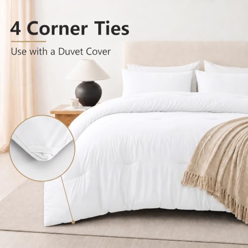 CozyLux Twin Comforter Set, 2 Pieces Down Alternative Bedding, White
