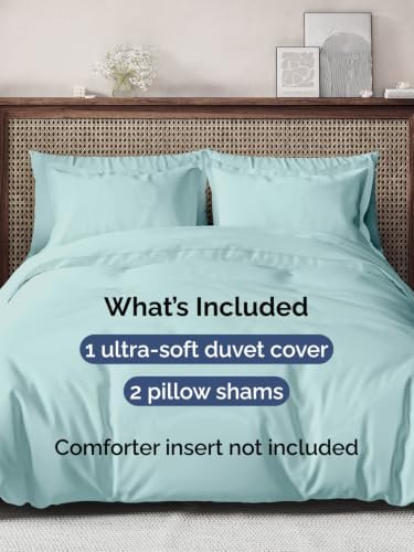 Duvet Cover Cal King Size - 3 Piece with Zipper Closure - Spa Blue