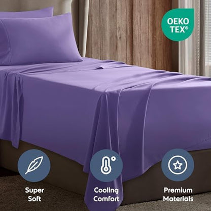 Nestl Twin XL Sheet Set - Bed Sheets - Lavender - 3-Piece Deep Pocket
