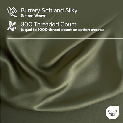 DOZ Duvet Cover Set, 100% Viscose derived from Bamboo, Organically Grown, Buttery Soft, Cooling Duvet Covers, High GSM, 1 Duvet Cover and 2 Pillowcases, 106"x90" (Olive, King/Cal King)