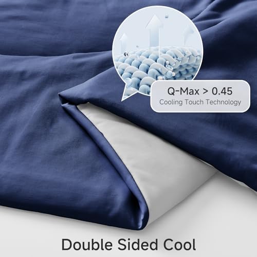 HOMFINE Cooling Comforter for Hot Sleepers Queen, Dark Blue 90"x90"