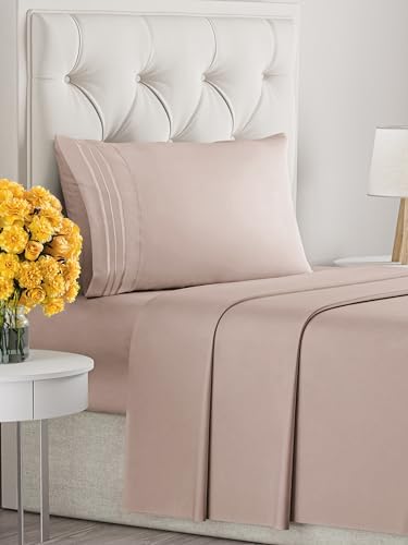 Twin Size 3 Piece Sheet Set - Ultra Soft & Cooling Bed Sheets - Dusty Pink