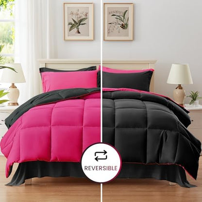 Anluoer King Size Comforter Set, 7 Piece Bed in a Bag King Bedding Sets