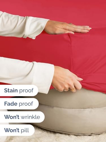 CGK Linens Extra Deep Twin XL Fitted Sheet - Dorm Room Essentials - Red