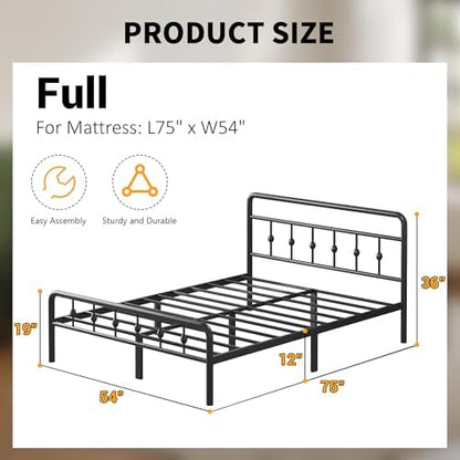 Lutown-Teen 12 Inch Full Bed Frame with Headboard and Footboard