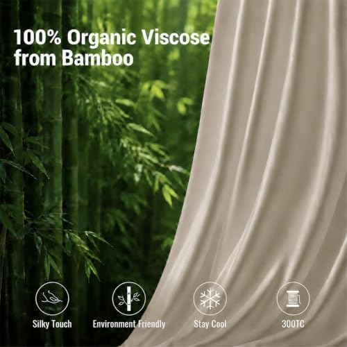Queen Duvet Cover Set 3 Pieces, 100% Organic Viscose derived from Bamboo, Luxuriously Soft & Cooling, 1 Duvet Cover and 2 Pillowcases, 90" x 90"(Queen, Oat Milk)