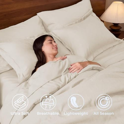 JOLLYVOGUE Beige King Comforter Set, Cationic Dyeing Bed in a Bag King 7 Pieces, Double-Tone Bedding Set with Down Alternative Comforter, Sheets, Pillowcases & Shams
