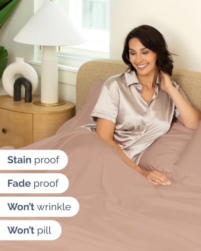 Extra Deep Flex Top Split Head King Sheet Set - 6pc Cooling Sheets - Mauve