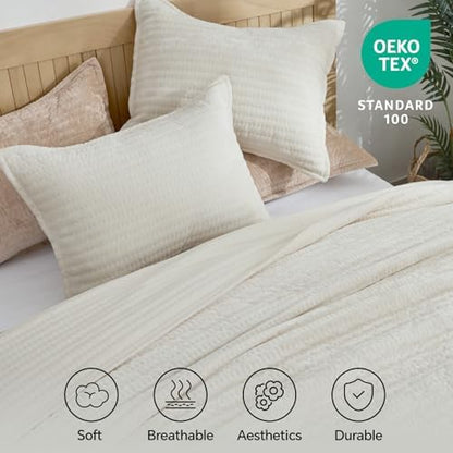BEDELITE Velvet Quilt Set Queen Size, Luxury Velvet Comforter Bedding