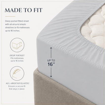 6PC sheet set full size 100% Egyptian cotton 16" Deep ,Easy-Fit, Light Gray