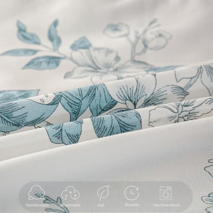OAITE Twin Duvet Cover Set 3pcs 100% Cotton 600 Thread Count Floral