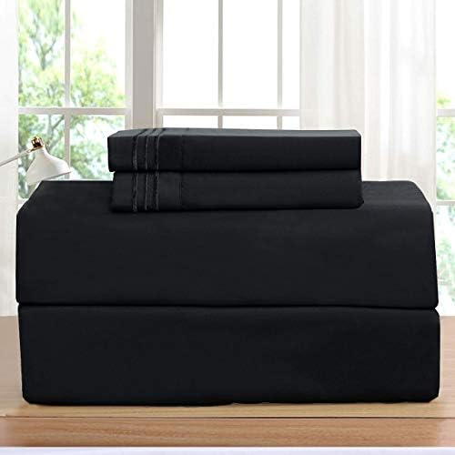 Elegant Comfort Luxurious Bed Sheets Set on Amazon 1500 Premier Wrinkle,Fade and Stain Resistant 4-Piece Bed Sheet Set, Deep Pocket, Full Black