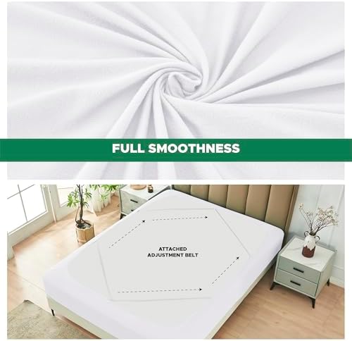 Box Spring Cover Twin Size-White Stretch Wrap Around 4 Sided Bed Skirt