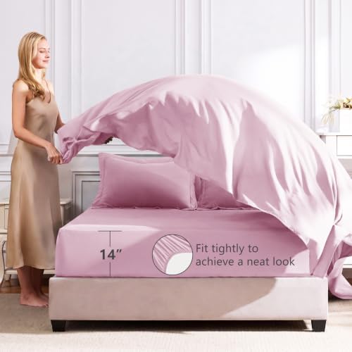 CozyLux King Comforter Set 102"x90" Light Pink - 7 Piece Bed in a Bag