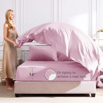 CozyLux King Comforter Set 102"x90" Light Pink - 7 Piece Bed in a Bag
