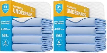 GREEN LIFESTYLE Washable Underpads - Large Pads for use as Incontinence Bed Pads, Reusable Pet Pads, Great for Dogs, Cats, Bunny, Seniors Bed Pad (Pack of 8-34x36)