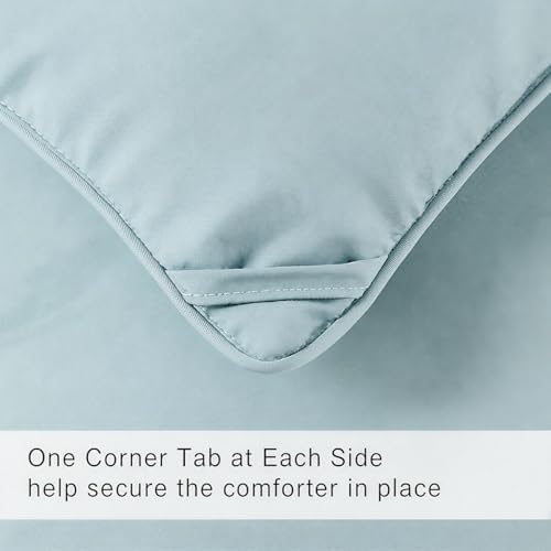 COHOME California King Size Comforter, All-Season Quilted Down Alternative Duvet Insert, Luxury Hotel GentleSoft Comforter with Anti-Clump Tech & 8 Tabs - Reversible - Aqua 96 x104 inches