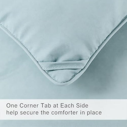 COHOME Oversized King Size Comforter, All-Season Quilted Down Alternative Duvet Insert, Luxury Hotel GentleSoft Comforter with Anti-Clump Tech & 8 Tabs - Reversible - Aqua 98 x116 inches