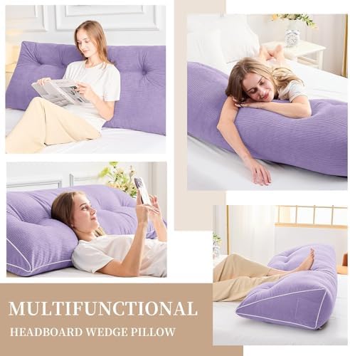 Sasttie Headboard Pillow King, Wedge Pillow Headboard, Purple