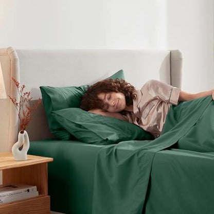 Nestl Queen Sheet Set - Bed Sheets - Dark Green - 4-Piece Deep Pocket