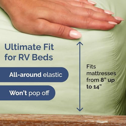 Short Queen Size 4 Piece Bed Sheet Set - RV Short Queen - Light Sage Green
