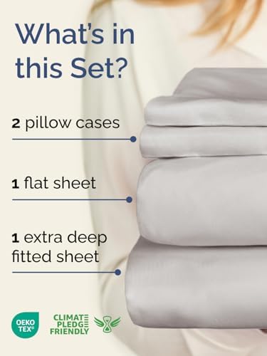 Extra Deep Full Sheet Set - 4 Piece Breathable Cooling Sheets - French Grey