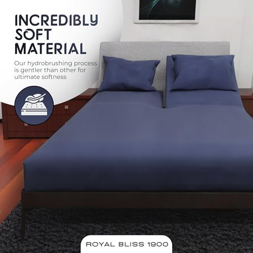 Top Split Flex Head California King Size Sheet Set - Egyptian Quality Ultra-Soft Bed Sheets - Double Brushed - Deep Pockets- Easy Fit - 4 Piece Set- Fade Resistant (Navy Blue)