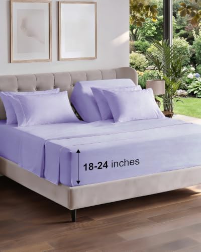 Extra Deep Flex Top Split Head King Sheet Set - 6pc Sheets - Lavender Pink