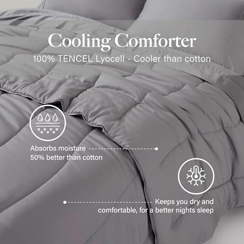 Modern Threads Tencel Lyocell Luxury Ultra Soft Down Alternative Comforter, Platinum, Queen