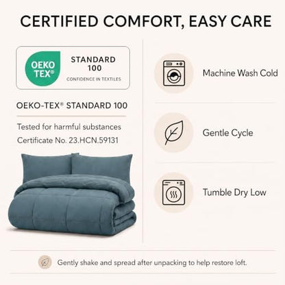 CozyLux Twin XL Comforter Set Mineral Blue - 5 Pieces Twin XL Bed in a Bag