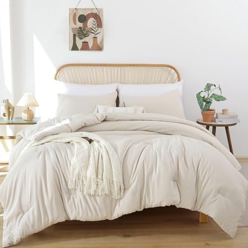 ROSGONIA Alaskan King Comforter, Beige, 136x120 Soft Bedding Blanket Quilt
