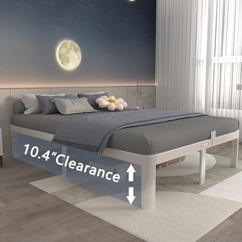 ITIMIDI 12 Inch King Platform Bed, Heavy Duty Steel, No Box Spring, White