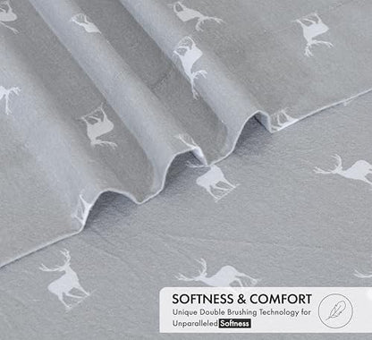 RUVANTI Flannel Sheets Set Full Size, Celestial Stag