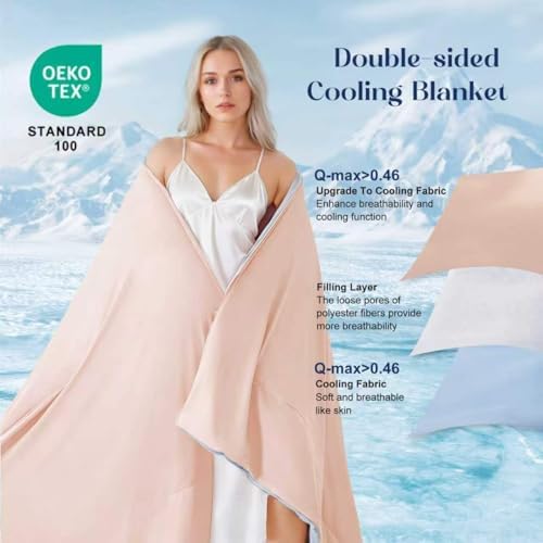 Bcareself Double-Sided Cooling Comforter for Hot Sleepers, All-Season Breathable Lightweight Cooling Blanket, Night Sweats Relief, Cool to the Touch Silky Soft Fabric Bedding Gift, Pink Blue Twin Size