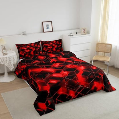 Feelyou Honeycomb Hexagonal Comforter Set King Size Kids Boys Girls Bedding