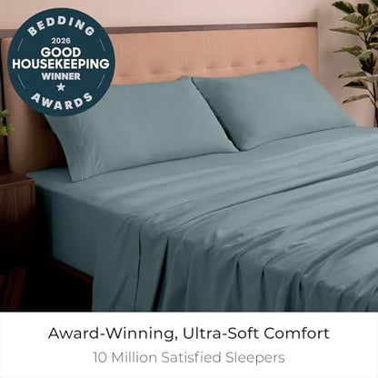 Mellanni Iconic 4-Piece, Ultra Soft Sheet Set (California King, Spa Blue)