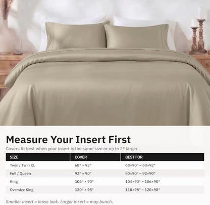 California Design Den Luxury King Duvet Cover Sets, Taupe