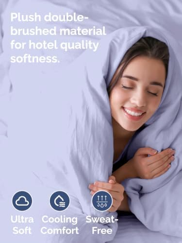 Duvet Cover Super King Size - 3 Piece with Zipper Closure - Lavender