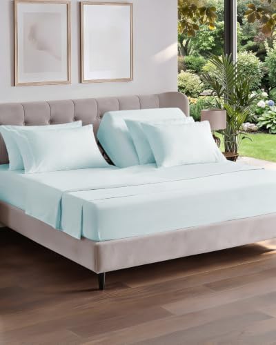 Flex Top Split Head King 6 Piece Sheet Set - Soft & Cooling - Ice Blue