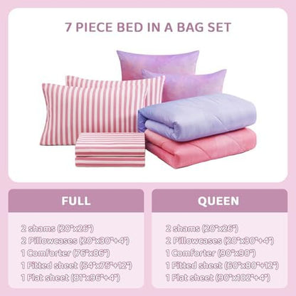 Full Size Comforter Sets for Girls-7 Pieces Soft Full Size Bedding Sets