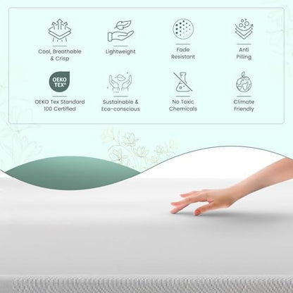Feather & Stitch Fitted Sheet Only, 100% Cotton 300TC Lightweight Cooling & Breathable Percale Weave Fitted Sheet 16" Regular Elastic Deep Pocket Soft Bedding Mattress (King, White)