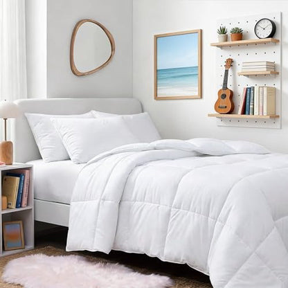 TEXARTIST White Twin Comforter, All Season Down Alternative Duvet Insert