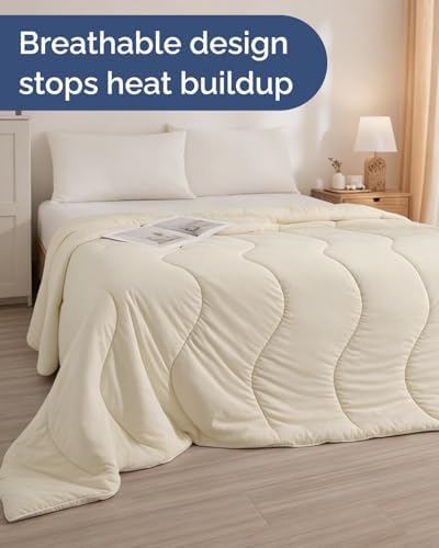 Cooling Comforter King Size - Cooling Summer Blanket - 104x90 (Off White)