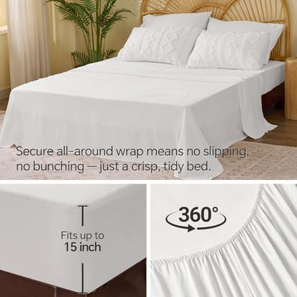BEDELITE Twin Comforter Set 5 Pieces,Boho Bed in a Bag,White