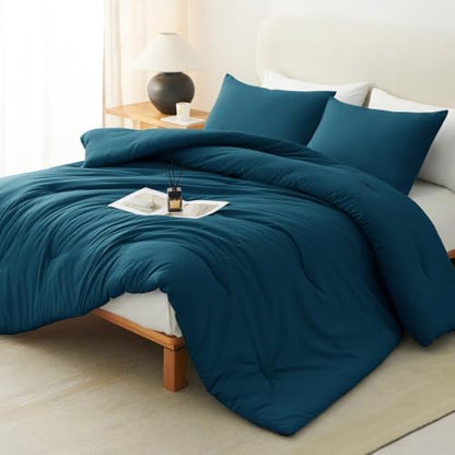 CozyLux King Comforter Set, 3 Pieces Down Alternative Bedding, Lyons Blue