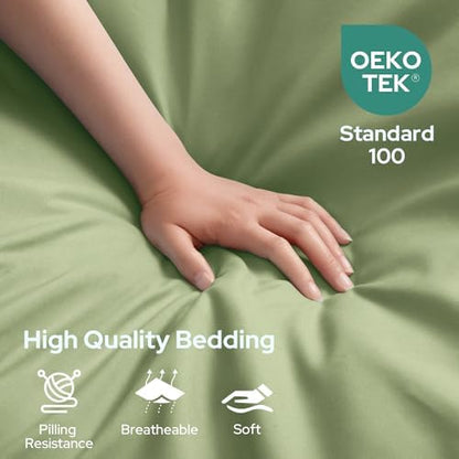 HOMEIDEAS Queen Size Bed Sheets - 6 Piece Set (Sage Green) - Extra Soft Brushed Microfiber 1800 Bedding Sheets, Deep Pocket, Wrinkle & Fade Free
