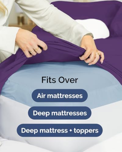 CGK Linens 2 Pack Extra Deep Full Fitted Sheets - Purple