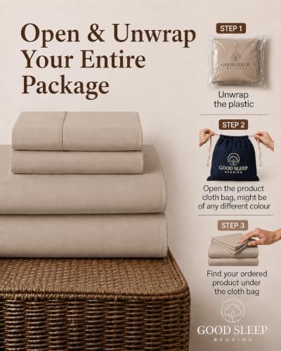 100% Egyptian Cotton Twin XL Sheets, 4 Piece, Beige Sheets Twin XL