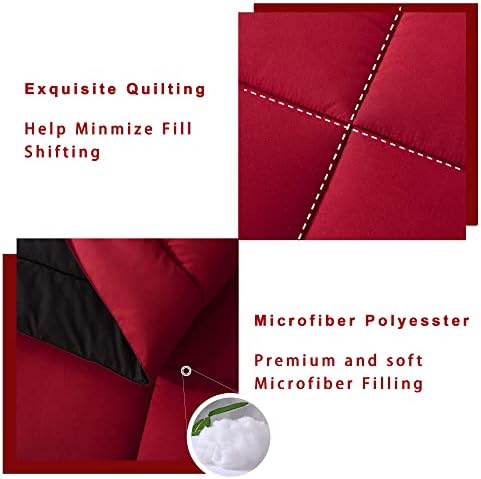 DOWNCOOL Twin Comforter Set -All Season Bedding Comforters Sets with 1 Pillow Case -2 Pieces Bed Set Down Alternative Comforter Set -Red/Black Twin Bedding Sets(64"x88")
