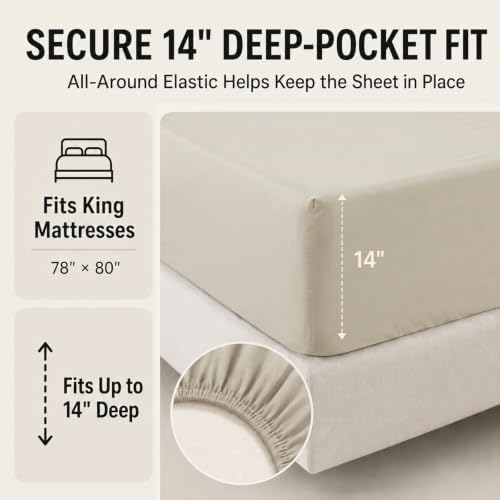 CozyLux King Size Comforter Set Oatmeal - 7 Pieces Bed in a Bag